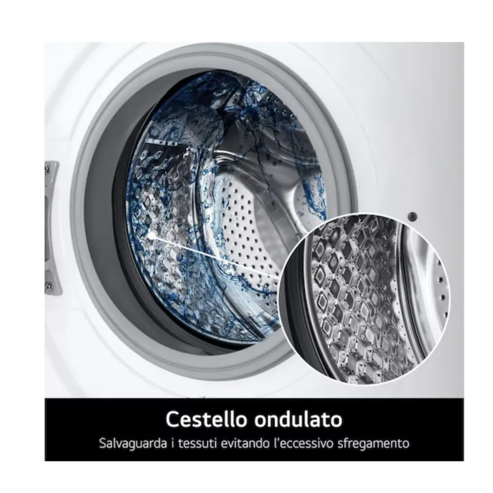 LG Lavatrice 9kg Serie A1 Classe 1400 giri, Programma Igiene con vapore, Display grande, Design essenziale White