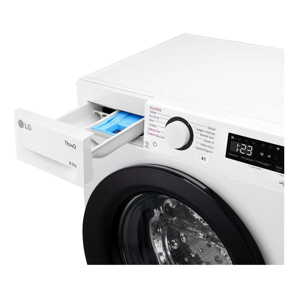 Lavatrice Carico Frontale Lg 8,5 Kg F2WV308S6AW AI DD Classe 1200 Giri (A85xL60xP49,5) ThinQ Alexa Google Assistant Invert...