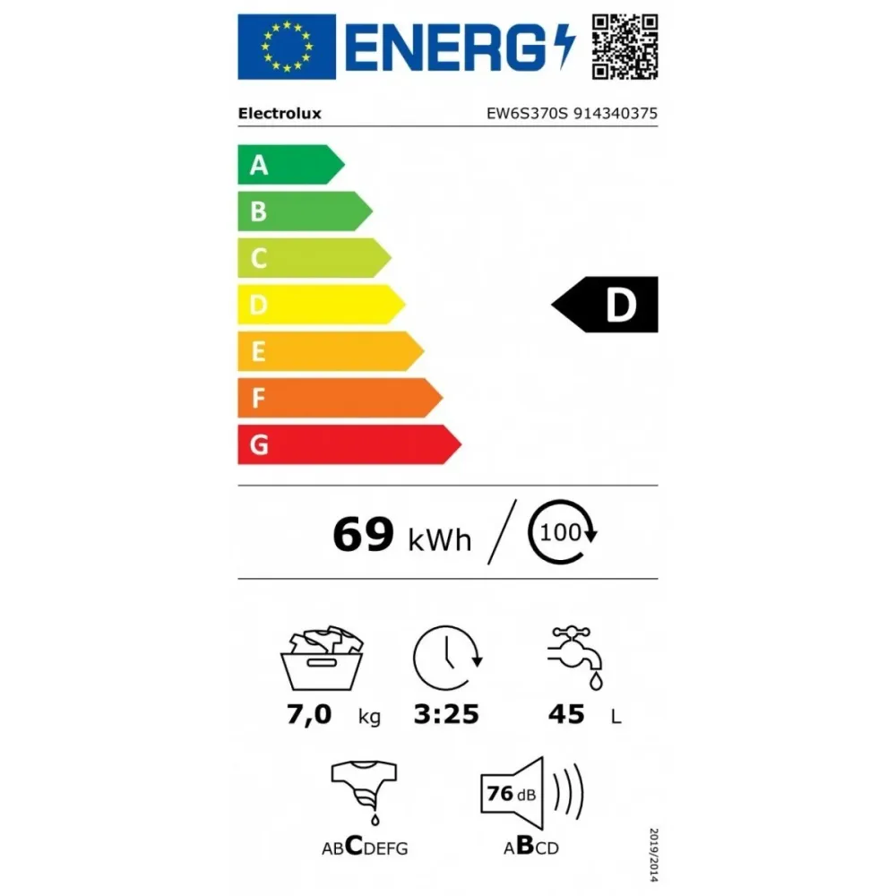 Lavatrice Slim Carica Frontale Compatta Electrolux 7 Kg Perfect Care 600 Vapore 1000 Giri EW6S370S Classe D