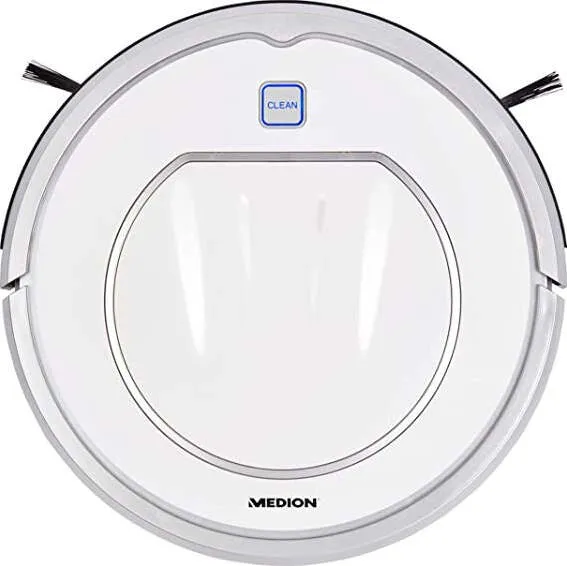 MEDION MD 19100 Robot Aspirapolvere senza Sacchetto Argento, Bianco 0,3 L