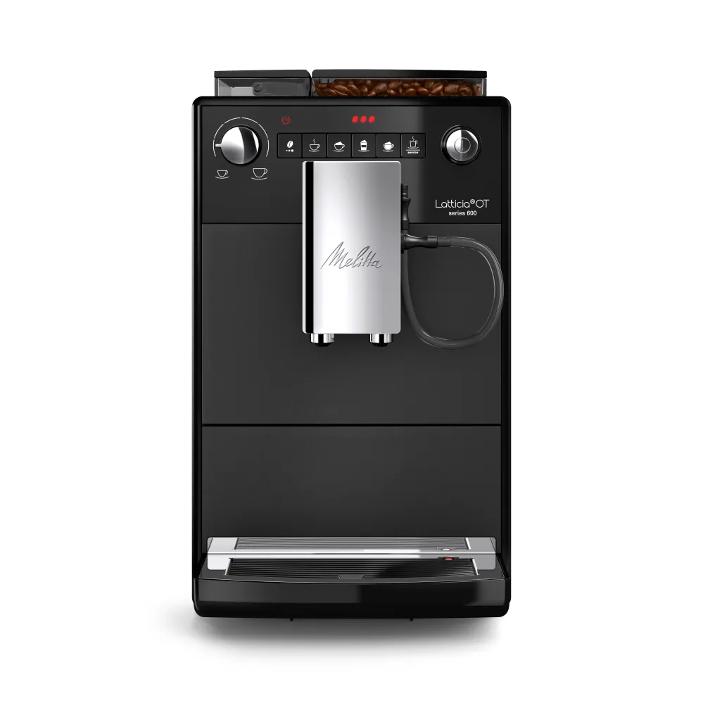 Melitta Macchina da caffè Latticia OT F300-100 – Serbatoio acqua 1,5 l, macinacaffè ceramica e schiumalatte – Grigio