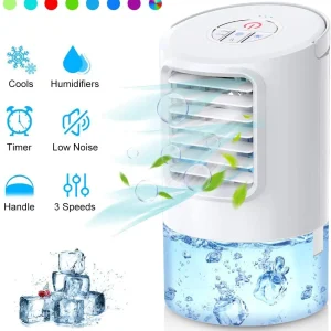 Mini Raffreddatore D'aria, Air Cooler Personale Condizionatori Ventilatore 3 1 Evaporativo Umidificatore Purificatore D'ar...