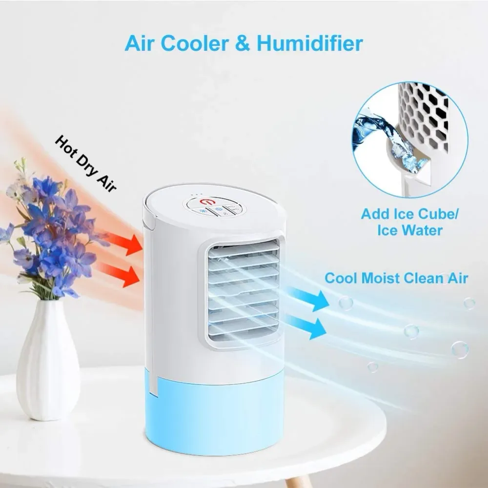 Mini Raffreddatore D'aria, Air Cooler Personale Condizionatori Ventilatore 3 1 Evaporativo Umidificatore Purificatore D'ar...