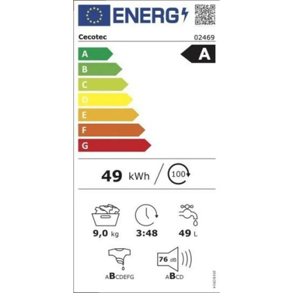 Máquina de lavar Cecotec Bolero DressCode 9500 Inverter 9 kg