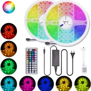 MROTY ITALIA | Striscia LED RGB 5050, Strisce LED, Luci LED - Alimentatore e Telecomando 44 tasti, 12V 5A, 300 LED - Decor...