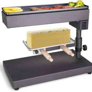 Nouvel Raclette Bloc – 600 W, rivestito acciaio, 1 metà formaggio, rettangolare – nero