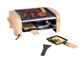 Nouvel Raclette Wood Elegance – 4 persone, 600 W, piastra alluminio pressofuso – nero/legno