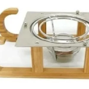 Nouvel Set per fonduta – legno, bruciatore gel – marrone/argento