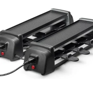 Ohmex Griglia per raclette OHM-RCL-4002 – 8 persone, 600 W, rivestimento antiaderente e supporto per padelle – Nero