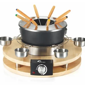 Ohmex Set per fonduta OHM-FND-1060 – acciaio inossidabile, 2 l, 8 forchette – alimentazione da rete – nero/argento