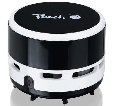 Peach Mini aspirapolvere da tavolo PA105 – Batteria 2× AA, Ø 80 × 65 mm