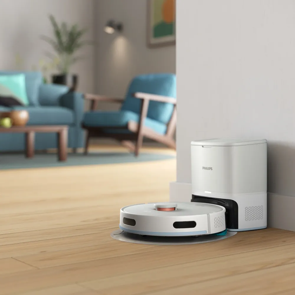 Philips Robot aspirapolvere XU2100/25 con stazione di aspirazione e funzione di lavaggio – 6000 Pa, 120 min