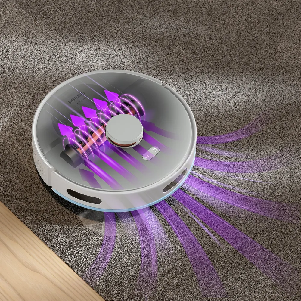 Philips Robot aspirapolvere XU2100/25 con stazione di aspirazione e funzione di lavaggio – 6000 Pa, 120 min