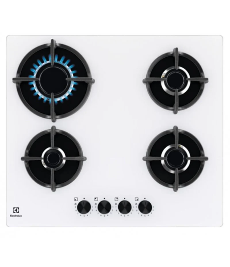 Piano Cottura Gas Electrolux Serie 600 EGG64272W 4 fuochi (L58xP51) Vetro Bianco