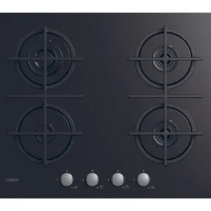 Piano Cottura Gas Da Incasso Candy Moderna Gas on Glass CVG6B Nero 59 cm 4 Fuochi