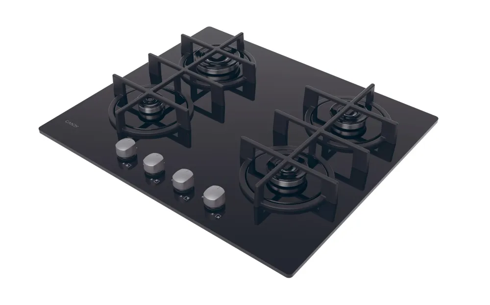 Piano Cottura Gas Da Incasso Candy Moderna Gas on Glass CVG6B Nero 59 cm 4 Fuochi