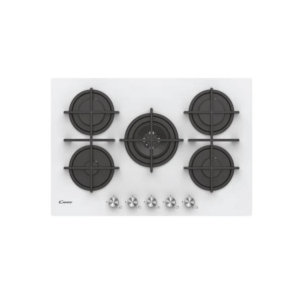 Piano Cottura Ad Incasso Candy CVG74WPW 5 Fuochi (L74,5xP51) Vetro temperato Bianco