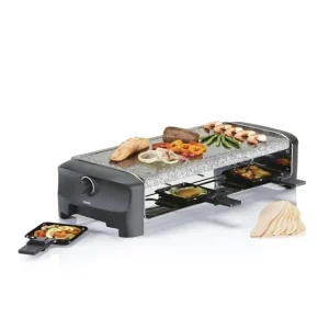 Princess Griglia per raclette 162830 – 8 persone, piastra pietra, 1300 W – nero