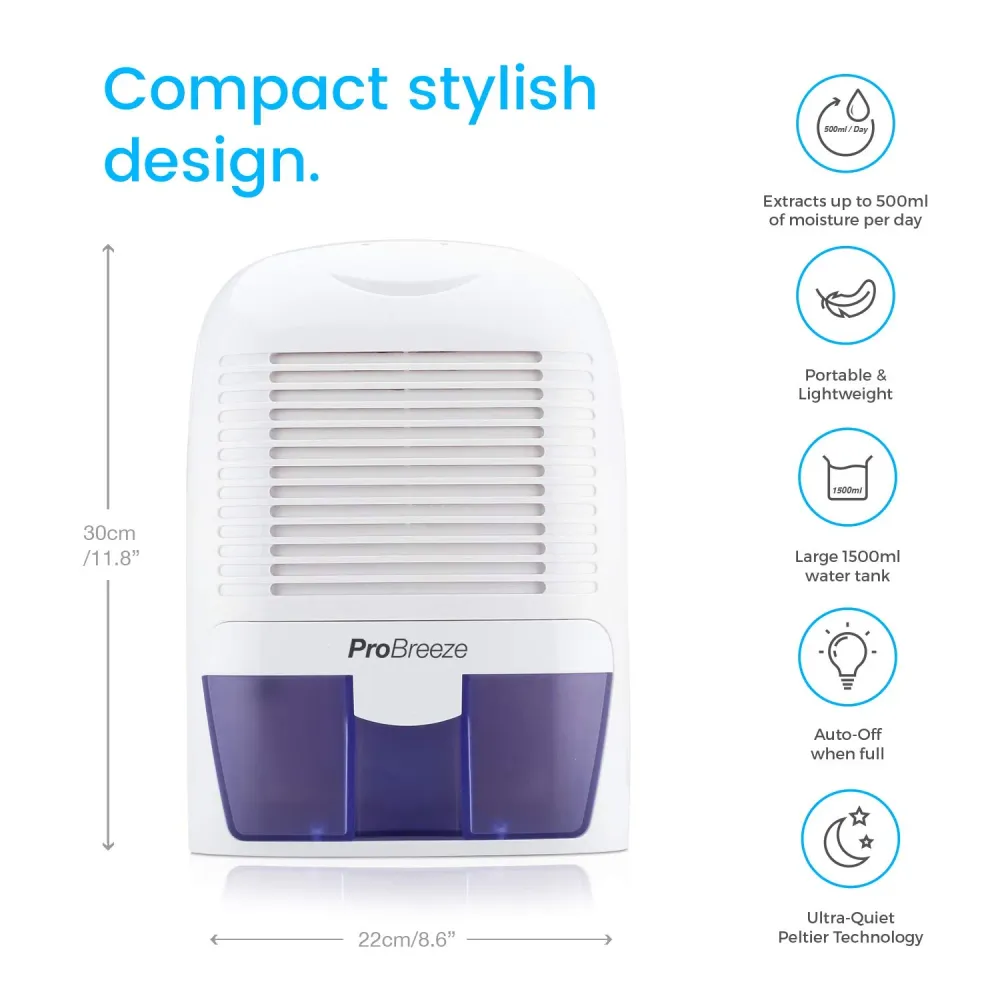 Pro Breeze PB-03-EU, Mini Deumidificatore per ambienti, contro umidità e...