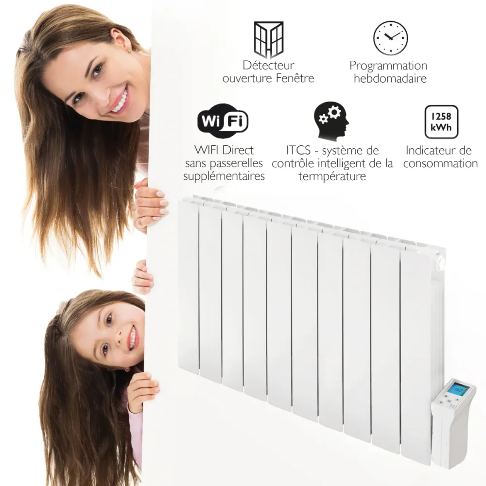 Radiatore Elettrico WIFI 1500W - MONZA di Ultima Generazione. Innovativo. 1500W Potenza Programmabile (50%,75% o 100%) per...