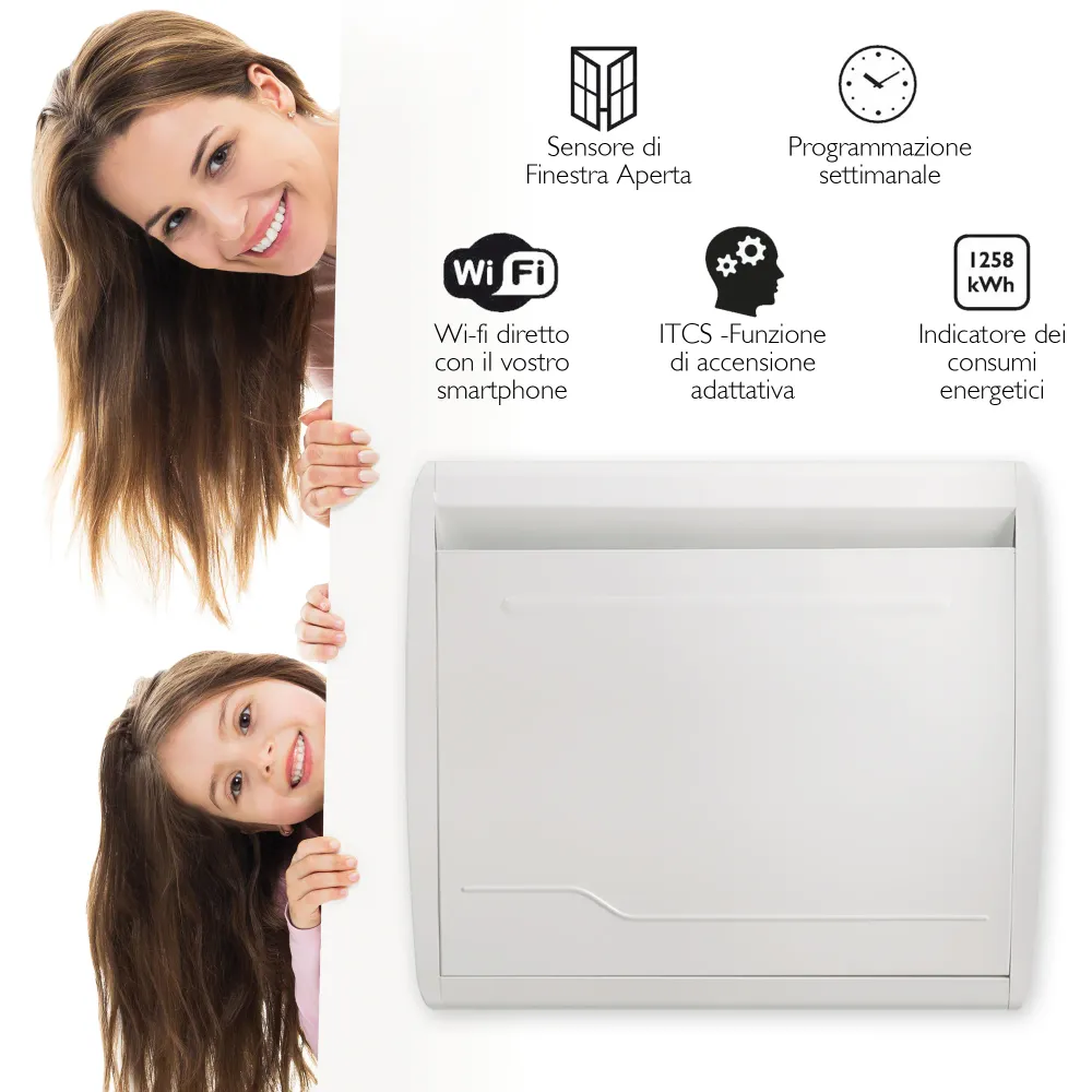 Radiatore Elettrico Wi-Fi "Delicato 2000W " di Ultima Generazione. Innovativo. 2000W Potenza Programmabile (50%, 75% o 100...