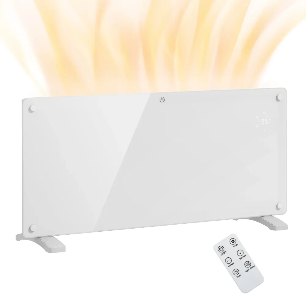 Riscaldatore Convezione 2000W da Pavimento o Parete con Telecomando e Timer Bianco