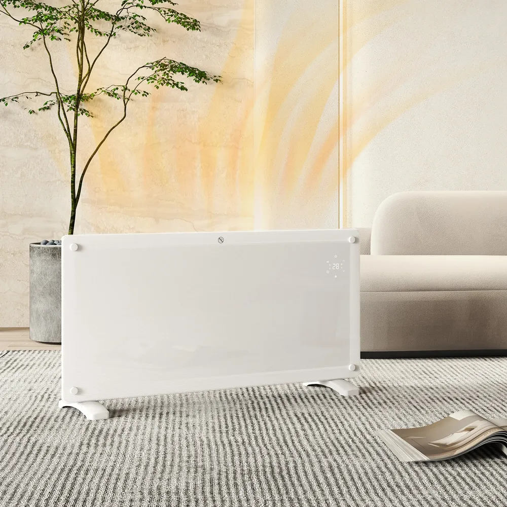 Riscaldatore Convezione 2000W da Pavimento o Parete con Telecomando e Timer Bianco