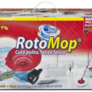 Rotomop DOR442, Scopa con Secchio di Tergipavimento, Rosso