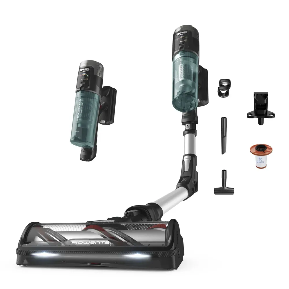 Rowenta rh9a32 aspirapolvere bastone 2 1 batteria secco senza sacchetto alluminio, verde