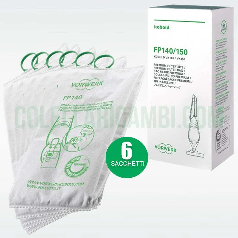 Sacchetti Originali Vorwerk Filtrello Premium FP140 FP150 per Folletto VK140 VK150