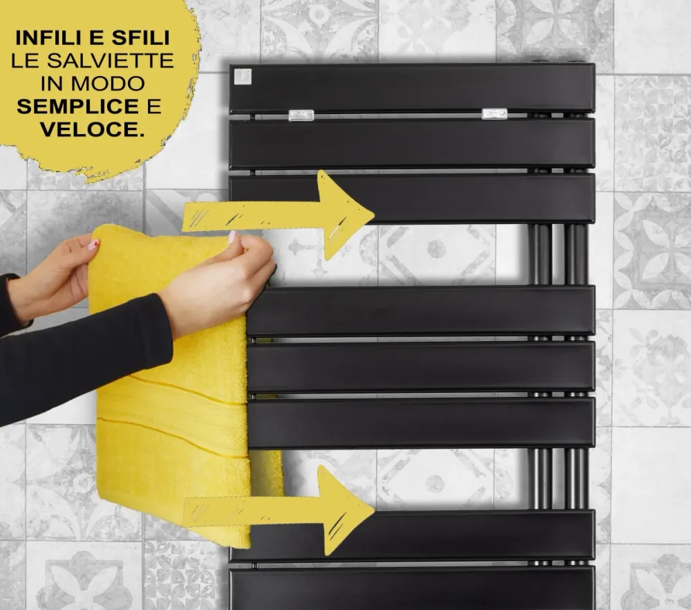 Scaldasalviette elettrico con doghe piatte Asimmetrico 750W - Bianco