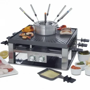 Solis Combinazione Raclette 977.20 – 8 persone, 1200 W – Nero/Acciaio inossidabile