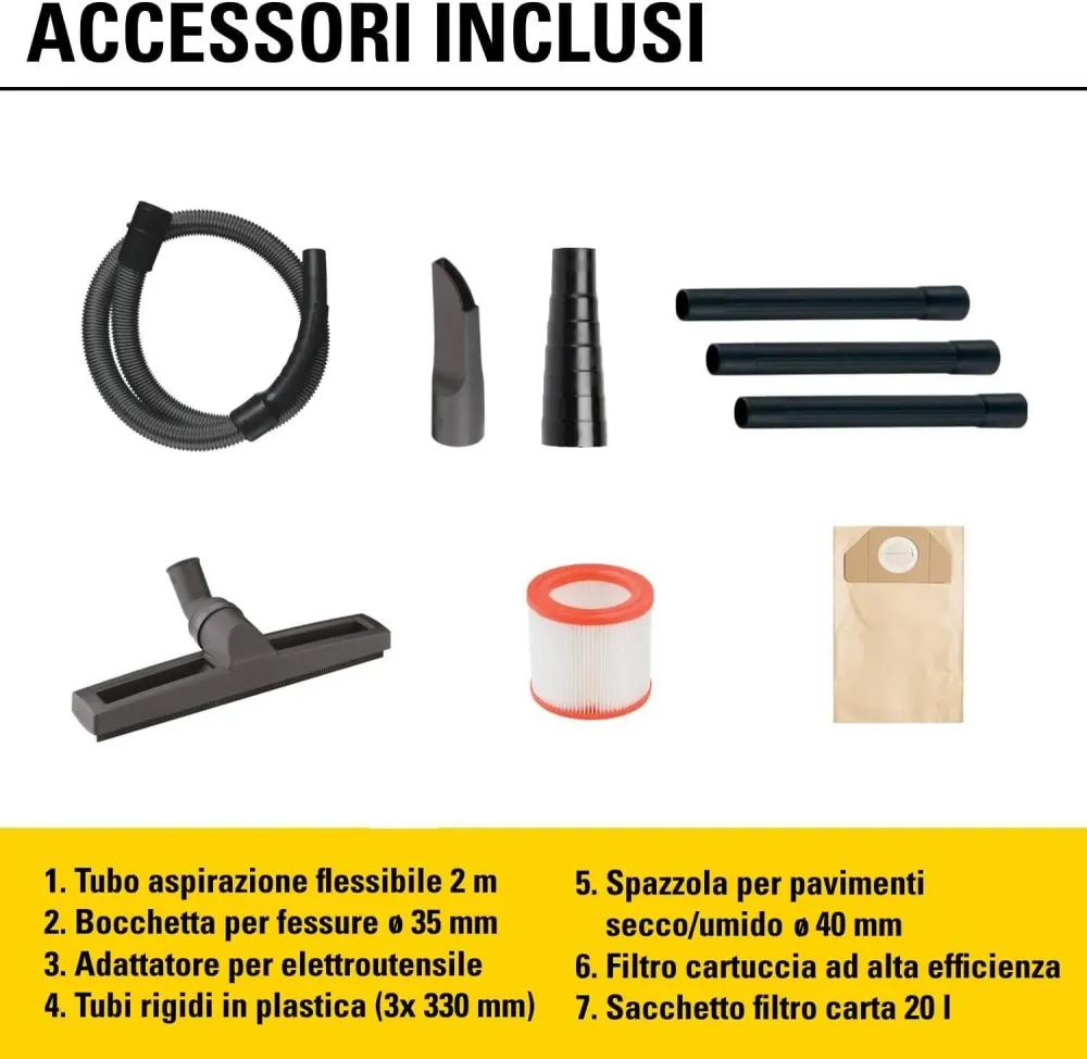 STANLEY Aspiratore Solidi e Liquidi Modello SXVC20PTE 1,2 kW Da 20L
