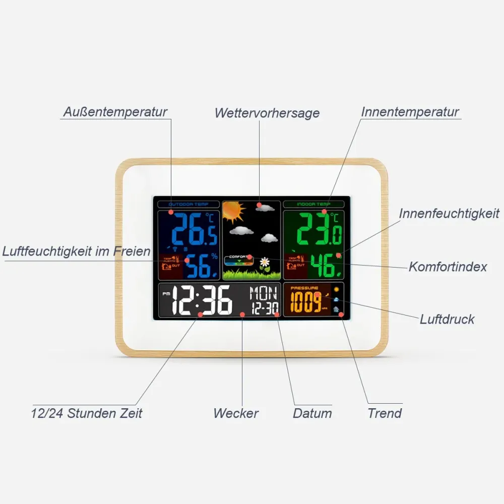 Stazione Meteorologica con Sensore Esterno, Temperatura Interna ed Esterna,...