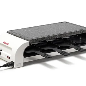 Stöckli Raclette Grill 8 PizzaGrill Hot'Stone – 8 persone, granito, 1450 W – nero/bianco