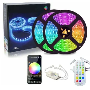 Striscia LED 5m Smart RGB 5050 Compatibile con App Strip Led con Telecomando Sensore Musicale