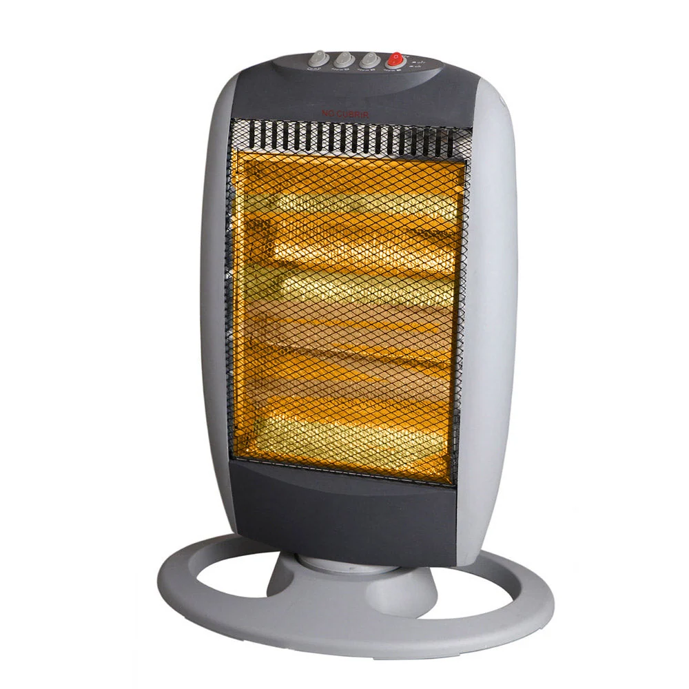 Stufa Alogena 1200W Oscillante 3 Elementi Grigia e Nera