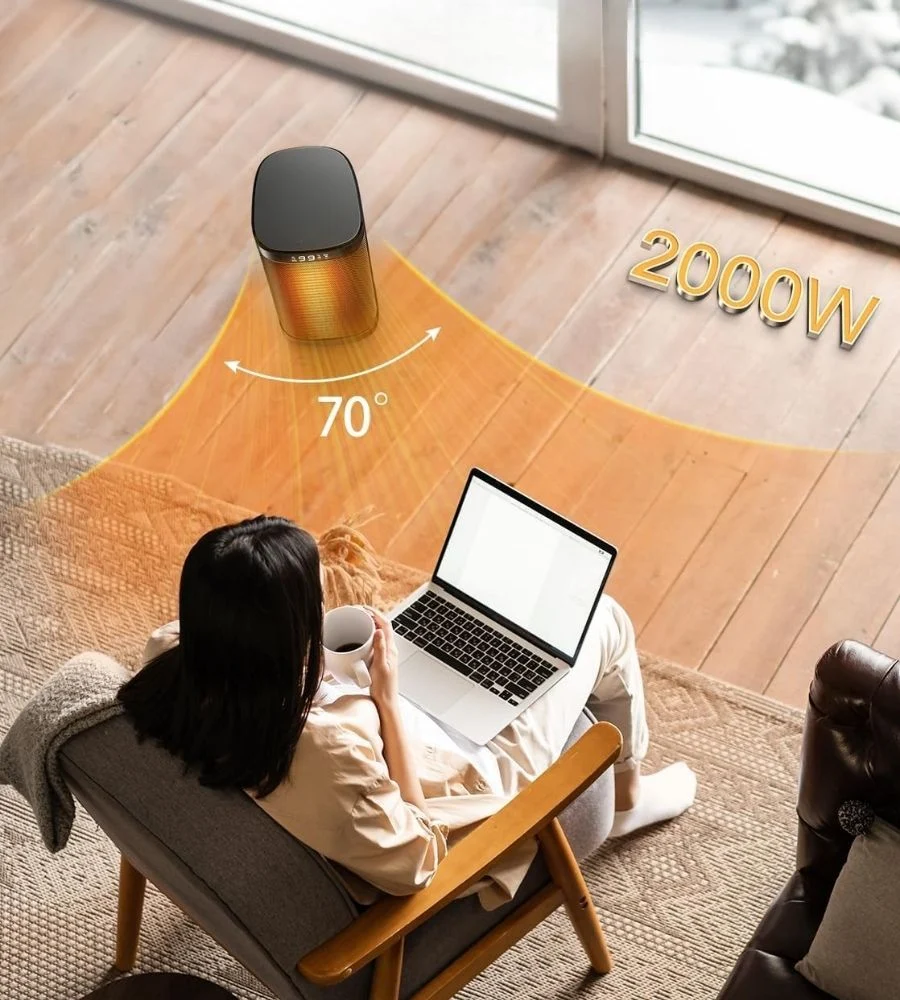 Stufa Elettrica 2000W PTC Termoventilatore con 3 Modalità Oscillante Timer