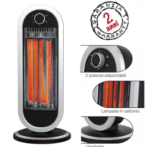 Stufa Elettrica Oscillante Carbonio 900W Basso Consumo Maniglia Stufetta Alogena