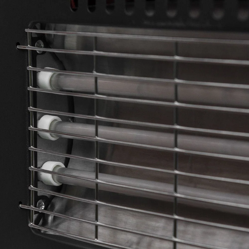 Stufa Gas Gpl Ventilata da Interno con Ifrarossi e Alogena 4,2 kW Nera