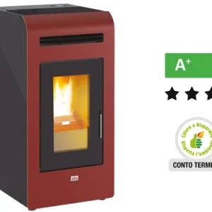 Stufe Pellet Queen Plus HE 14 Canalizzata Bordeaux. Prezzo per Pezzo.