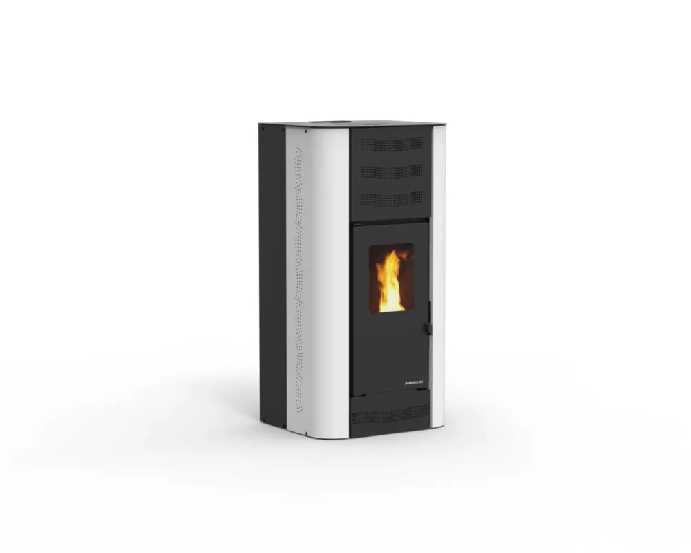 Termostufa pellet Karmek One mod. BERNA 16 Kw acciaio colore bianco