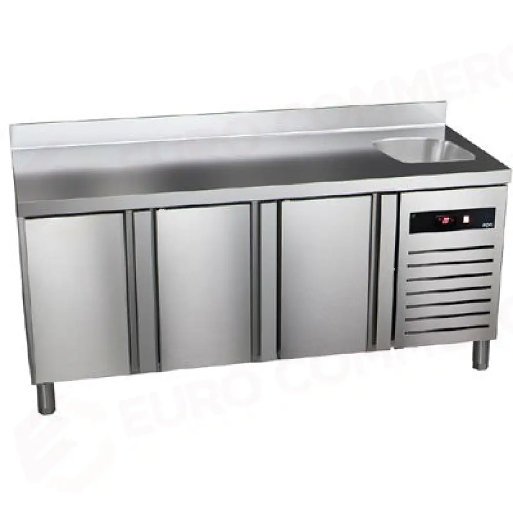 TGN 180 V HC-TAVOLO CONSERVATORE NEGATIVO GN CON LAVELLO INCORPORATO NEL PIANO. (VASCA 330X330X200 MM) - ASPES PROFESSIONAL
