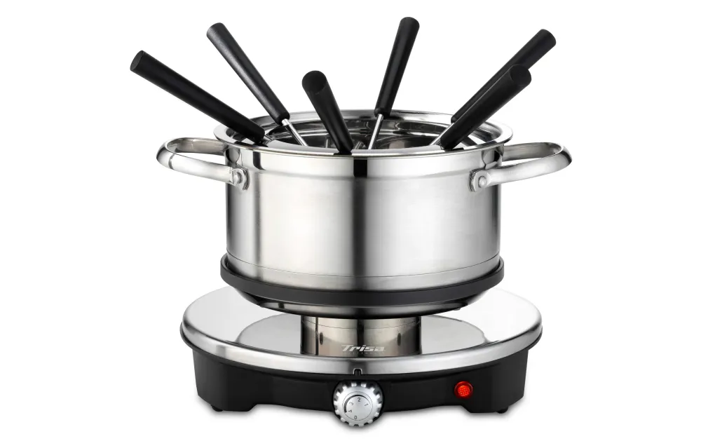 Trisa Set per fonduta Vario Inox – acciaio inossidabile, 2 l, 6 persone – argento/nero
