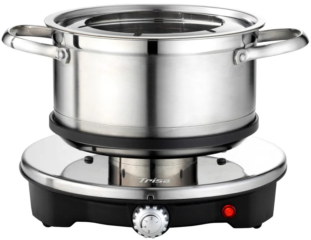 Trisa Set per fonduta Vario Inox – acciaio inossidabile, 2 l, 6 persone – argento/nero