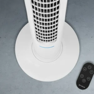Trisa Turmventilator Comfort Breeze – 28 W, 8 Stufen, oszillierend, Timer, Fernbedienung, 55 dB, Weiss