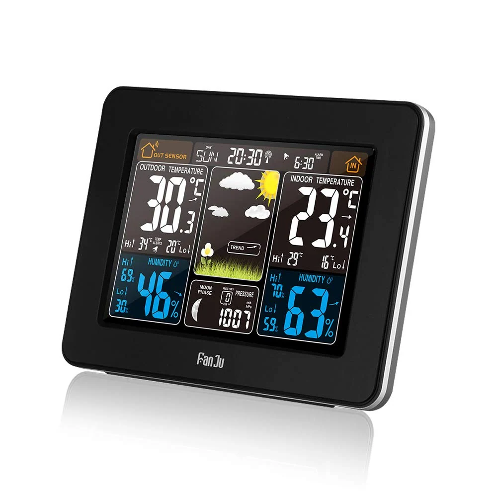 UFLIZOGH Sveglia meteorologica Digitale con sensore Esterno Interno Wireless...