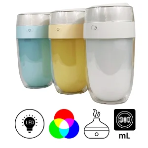 Umidificatore Aria per Auto Diffusore di Olio Essenziale LED 300 Ml Casa Ufficio