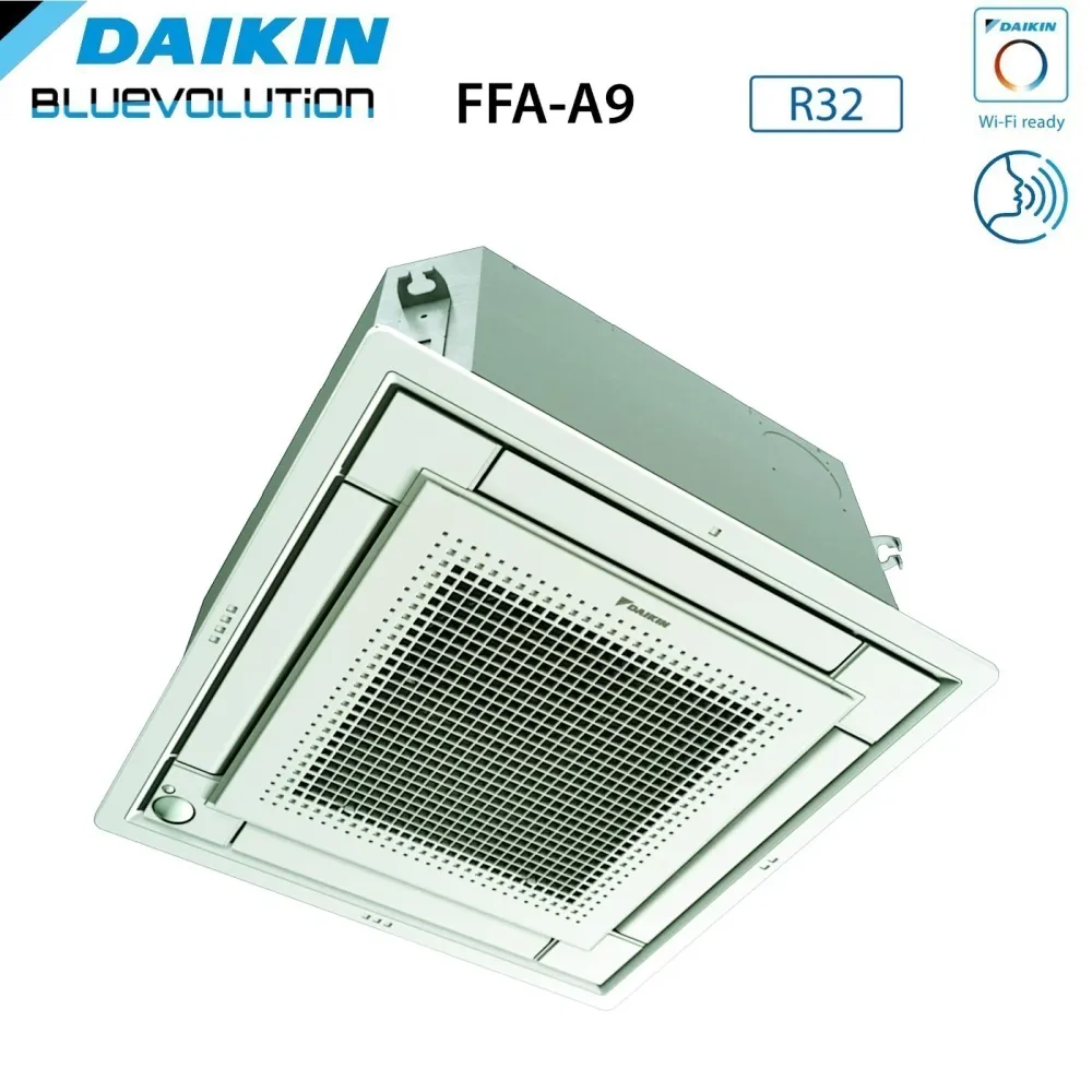 Unità Interna Cassetta Ultrapiatta Daikin Fully Flat 4 Vie 600x600 21000 Btu FFA60A R-32 Wi-Fi Optional con Griglia Bianca