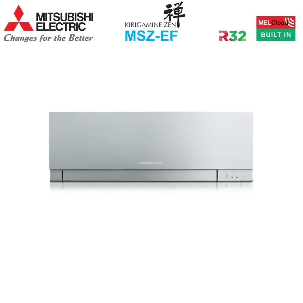 Unità Interna Parete Mitsubishi Electric Kirigamine Zen Silver 15000 Btu MSZ-EF42VGKS R-32 Wi-Fi Integrato